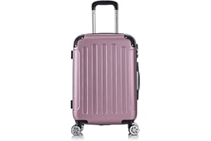 Flexot® Flex-2045 Handgepäck Kabinentrolley Koffer (16 Farben zur Auswahl) Zwillingsrollen Reisekoffer Bordcase Koffer Trolley Hartschale (M, Rosa)