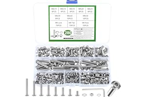 JINZEYOU 280 Pcs M6 Screws Set, M6 and Nuts, Assorted Nuts and Bolts Set, Hex Socket Head Cap Screws Bolts and Nuts Set with Washers, Pan Head Round Machine Assortment Kit