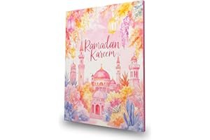 AL-MUALLIM BOOKS Ramadan Advent Milk Chocolate Calendar - 30 Day Countdown to Eid - Watercolour Mosque Design (Pink Watercolour Mosque Design)