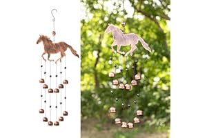 Dawhud Direct 24"H Galloping Horse Wind Chimes Outdoor Unique - Moon Decor - Galloping Horse Wind Chimes - Outdoor Decorations - Garden Decor Gift for Women, Mother, Grandma