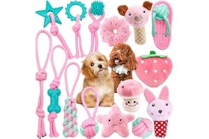 VIPNAJI Set Giochi per Cani 15 Pezzi - Corda da Masticare e Giochi Interattivi per Cani di Piccola e Media Taglia - Cotone Naturale