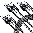 LISEN 3-Pack USB C Charger Cable 2M, 60W USB C to USB C, iPhone 15 Charger for iPhone 15 Pro Max, iPad Air/Pro 2024, iPad Mini, MacBook, Samsung S24, Google, Pixel