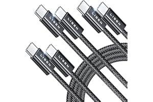 LISEN 60W Kabel USB C PD 3.0 Kabel do szybkiego ładowania USB C trwały nylon do iPhone 16 Pro Max 15 14 13/Samsung Galaxy S24 S23 S22/iPad Pro Air mini Macbook Pixel, 3 sztuki, 2M+2M+2M, czarny