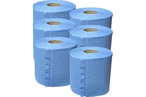 Blue Rolls 2ply Embossed Centre Feed Hygiene, Commercial/Kitchen Use Paper Hand Towel (Pack of 6) - mynutri