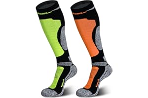 Muezna 2 Paar Merinowolle Skisocken, Herren Damen Knie-Hochleistungs-Thermosocken für Winter, Schnee, Snowboarden, Outdoor-Sport, Jagd