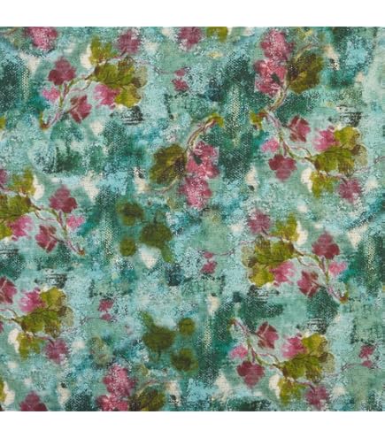 Kt KILOtela - Tela Loneta Estampada Digital, Half Panamá Algodón Orgánico, Standard 100 By Oeko-Tex, 100 Cm Largo X 280 Cm Ancho | Flores Indianas, Elizabeth - Amarillo ─ 1 Metro