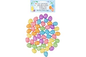 Widdle Springtime Easter Decorations, Bonnet Arts and Crafts, Egg Hunt - 50 Pk 2cm Glitter Eggs 1267