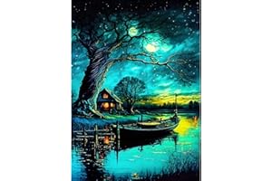 EOBROMD Dusk Diamond Painting, 5D Diamond Painting Kits for Adults Kids, Full Round Drill Diamond Art Kits, Landscape Diamond Painting Art Crystal Rhinestone Art Craft for Home Wall Decor Gifts 30x40cm