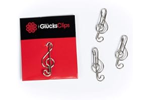 GLÜCKCLIPS Büroklammern, 11x Büroklammer Motiv Notenschlüssel, als Deko oder Lesezeichen. Paperclip I Paper Clips, Briefklammer oder Bookmark, für Büro oder Zuhause, C008