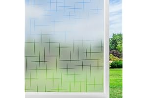 AUBBY Fensterfolie Blickdicht Statisch Haftend Milchglasfolie Sichtschutzfolie Selbstklebend Fenster Folie Milchglas für Bad Küche Anti-UV Kreuz 44.5x200cm