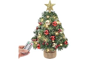 ‎YORBAY Yorbay Mini Weihnachtsbaum mit 20 warmweiß LEDs 8 Licht Modi, Tannenbaum mit Stern-Baumspitze und Deko Batterie betrieben, für Weihnachten, Advent, ca. 38cm(Mehrweg),Mit Fernbedienung