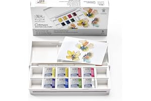 Winsor & Newton Acuarela Cotman - Set temático de bolsillo, floral, 8 colores, 1 pincel de viaje, colores surtidos, Pintura de flores