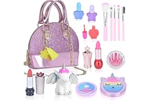 AIKMI Girl Toys for 6+ Kids Makeup Sets for Girls, Washable Real Makeup Kit and Little Girl Purse, Unicorn Toys for Kids Play Fancy Dress Makeup Christmas Birthday Gifts Girls Toys