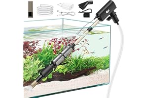 AQQA Aspirateur de Gravier d'aquarium Rechargeable,Nettoyeur électrique de réservoir de Poissons avec Aspiration réglable à 4 Vitesses, Aspirateur de Gravier de réservoir de Poissons
