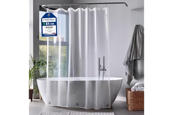 Duschdraperiinlägg, 180x180 cm, vattentätt, PEVA, rostfria ögonlock | Vattenavvisande, håller badrummet rent, PVC- och BPA-fritt, 12 säkra fästen plus 3 magneter, klar