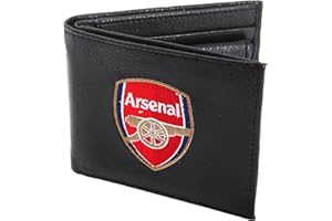 ARSENAL LONDON Arsenal FC Herren Leder Geldbörse mit Club Wappen (Einheitsgröße) (Schwarz)