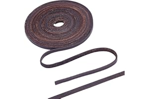 GORGECRAFT Cordoncino Piatto In Pelle Marrone Scuro Da 6 mm Cordino In Pelle Cordoncino 5m Pieno Fiore Strisce In Pelle di Vacchetta In Pizzo per La Creazione di Gioielli Progetti Fai Da Te Cinture