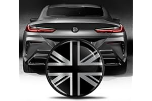 Biomar Labs Rear Trunk Tuning Badge 74mm Compatible with BMW Emblem Bonnet Boot 51148219237 (UK Flag Black Silver EZ 21)