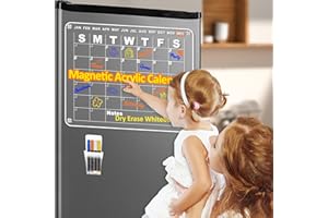 LOIION Acrylique Planning Semaine Magnetique, Transparent Calendrier Réfrigérateur Magnétique, Planning Mensuel Magnétique Effaçable, Planificateur de Repas Hebdomadaire, Planificateur Familial, 42 x 33cm