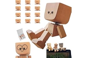 AYAAFA Shaking Wooden Man Figurine, Handmade Feet Shaking Wooden Car Ornament