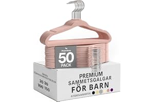 Utopia Home Kids klädgalgar sammet – 30 cm (11 tum) hållbara babygalgar för Closet – Perfect Toddler Nursery klädgalgar halkfri för dagligt bruk (Rosa, Set med 50)