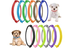 tonyg-p 12pcs Puppy ID Collars Whelping Collars Adjustable Puppy ID Bands Identification Puppy Collar for Dog Kitten Newborn Pet,Multi Coloured (L,17-28CM)
