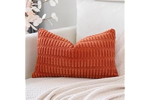 Artscope Corduroy Set of 1 Cushion Cover 30x50 cm Super Soft Boho Striped Lumbar Pillow Covers Case Decorative Modern Cushion Covers for Sofa Couch Bedroom Car Decor Orange
