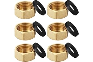 Flintronic G1/2 tum mässingspluggar (Ø 19,5 mm), 6 st. stängningspluggar med inre gängor, sexkantigt lock, gummitätningar, mä