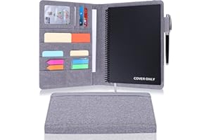 DITIORD Folio Cover For Rocketbook, Portfolio Organizer, Waterproof Fabric, Multifunctional Organizer with Pen Loop, Business Card Holder, fits A5 Size Notebook, 8.8" x 6" inch, (Gray)