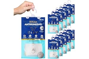 CLAW PROJECT Pack de 12 Bolsas Antihumedad Armario Ropa – Deshumificador Percha Colgante Garaje – Elimina malos Olores - Absorbente Humedad Trastero