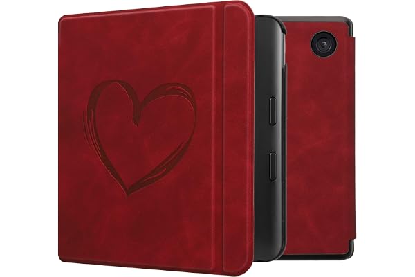 kwmobileÉtui Compatible avec Kobo Libra Colour Coque - Étui à Rabat magnétique tabletteeReader Similicuir - Rouge foncé