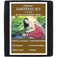 KRONLY Unkrautvlies 1x5m - Gartenvlies als Gartenfolie, Mulchfolie und Unkrautfolie 50g/m², wasserdurchlässig…