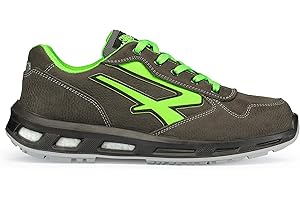UPOWER U-Power Red Lion Yoda, Chaussures de sécurité unisexes, légères, flexibles, anti-crevaison en cuir, avec insert Infinergy, avec embouts en aluminium (Grey & Green 48)