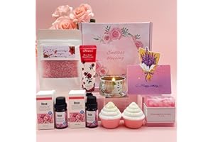 KARESTCORP Birthday Gifts For Women, Rose Pamper Gifts For Her, Gift Ideas For Mum, Best Friend, Sister, Relaxation SPA Presents Bath Set Basket Get Well Soon Gifts Self Care Package, Friendship Gifts Hampers
