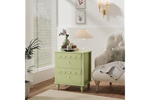 UEV Set di 2 Comodini, Tavolino Laterale con Design a Onde, Tavolino da Divano Colorato, 2 Cassetti Portaoggetti, per Soggiorno, Camera da Letto, Ufficio, 50 x 40 x 60 cm, Verde