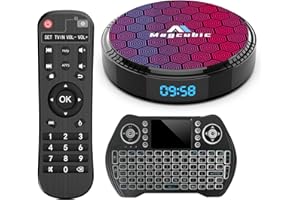 A5X Smart TV Box Android 12.0, 4GB RAM 64GB ROM Allwinner H618 Supporta WiFi6 4K 6K/ 3D/ HDR 10/ H.265/100M LAN Dual-WiFi 2.4G/5.8G USB 2.0 HD2.0 BT5.0 con Telecomando + Mini tastiera