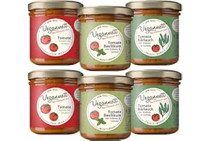 VEGANNETT Bio Brotaufstrich mit Cashew & Erdnuss (Tomate) 6 x 135 g | Handwerklich hergestellter Aufstrich mit regionalem Gemüse und exotischen Gewürzen | Herzhaft, vegan & ohne Zusatzstoffe