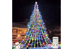 GCMacau Christmas Tree Lights, 12.5Ft 420 LED Waterproof 8 Modes & Remote Timer Control Christmas Fairy Light Outdoor with Topper Lights for Garden Home Xmas Tree Decorations Indoor