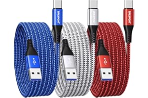 DRLIPEW USB C Charger Cable 3M 3Pack,Extra Long USB to USB C Fast Charging Cable Braided,3A USB Type C Lead Fast Charge Compatible with Samsung Galaxy S21 S22 Plus S23 S20 S10,A54 A21s A20e,Xperia,PS5,Switch