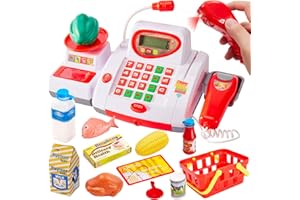 BUYGER Większa zabawka dla dzieci do kasy, zabawka ze skanerem, supermarket, dla dzieci, udawanie, zabawa, zakupy