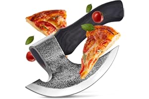 ECKWIN - Pizza Axt Wikinger inkl. Lederschutz - Pizzamesser für echte Wikinger - Pizzaschneider Axt perfekt geeignet als Wikinger Deko - Wikinger Axt, Pizza Wiegemesser, Wikinger Messer, Beil