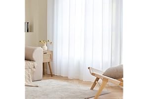 EMEMA 1 Pannelli Tende Trasparenti in Voile Con Occhielli Morbidi Finestre per Camera da Letto e per Salotto Eleganti Soggiorno 228x228cm Bianco