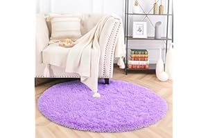 MARATIP Plüsch Teppich Rund,Flauschiger Teppich Rund, modernes Wohnzimmer, Kinder Mädchen,weicher und Flauschiger Teppich für das Schlafzimmer/Wohnzimmer/Kinderzimmer(Violett,Ø 150 cm Rund)
