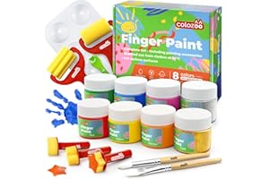 colozoo Kit Peinture Enfant 3 ans Inc. Accessoires | Lavable Peinture Bebe Non Toxique 8x100ml Couleurs Inc. Or et Argent | Peinture a l Eau, Sans Paraben, Gluten ni Lactose, Végétalien
