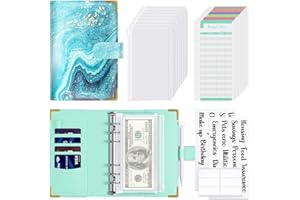 Hnogri Classeur budgétaire avec enveloppes à glissière, A6 Money Saving Binder Cash Envelopes for Budgeting, PU Leather Budget Planner Money Organizer for Cash Bills, Floral Budget Wallet for Women.