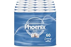 Phoenix Toilet Rolls – 60 Pack | 3 Ply Supreme Unscented Toilet Paper | Bulk Buy, Soft, Quilted, Sustainably Sourced, Eco- Friendly Luxury Bathroom Tissue