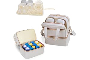 Damero Double Layers Breast Pump Bag, Wearable Breast Pump Bag for Most Hand-Free Breast Pumps, Wearable Pumping Tote with Waterproof Mat for Working Moms (Bag Only)