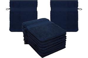Betz Premium Lot de 10 Gants de Toilette en éponge lavettes pour Le Visage en 100% Coton Gant de Toilette pour bébé Couleur Bleu foncé