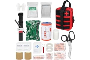 Mineup Trousse de Premiers Secours, 54 PCS Trousse de Secours Complète, Trousse de Secours Voiture, Trousse de Secours Militaire, Pochette médecine tactique pour Maison, Voiture, Camping, Rouge