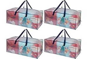 VENO 4 Pack Heavy-Duty Moving Bags Extra Large W/Backpack Straps, Moving House Essentials, Strong Handles & Zips, Clothes Storage, Packing, Laundry Bags, Reusable and Sustainable (Clear, 4 Pack)